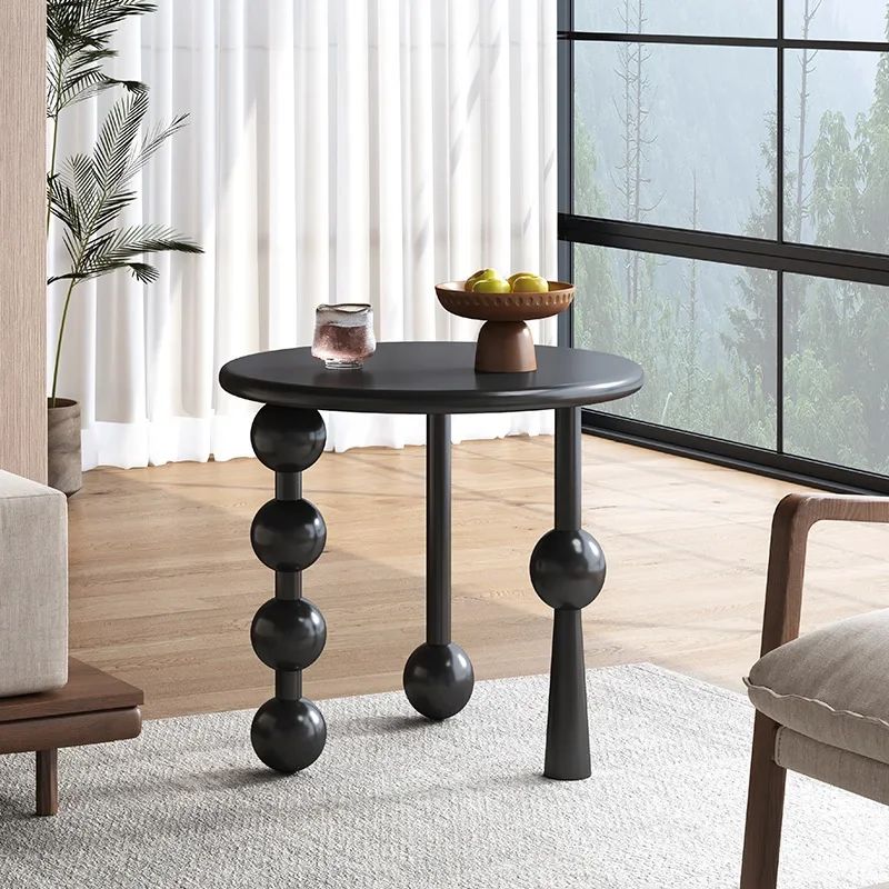 Nordic solid wood rubber wood coffee table small side table gourd baby leg design sofa side few retro light luxury tea table