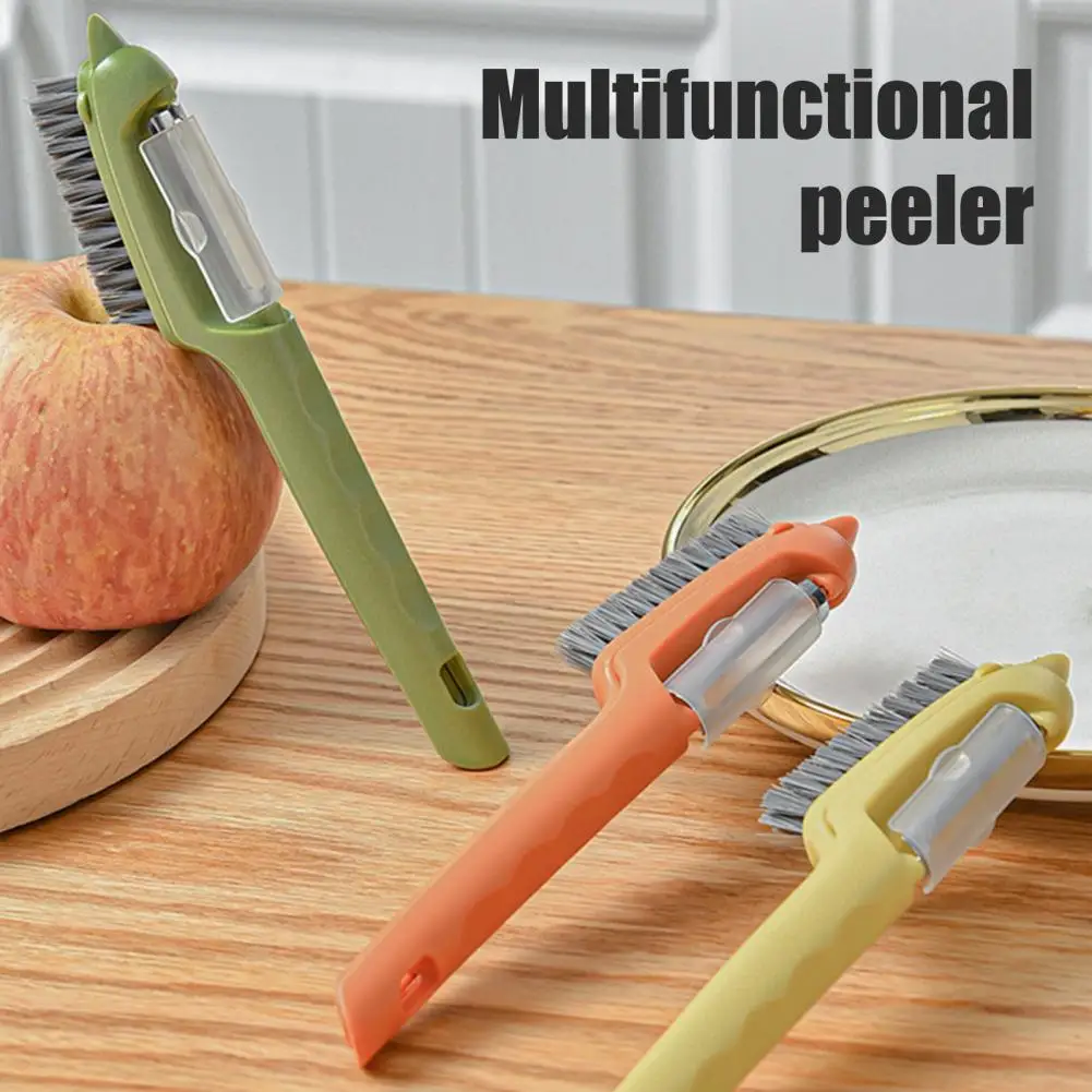 Kitchen Peeling Knife Vegetable Peeler with Brush 3 in 1 Multifunctional Veggie Peeler with Scrubber Brush for Food Veggies Carr