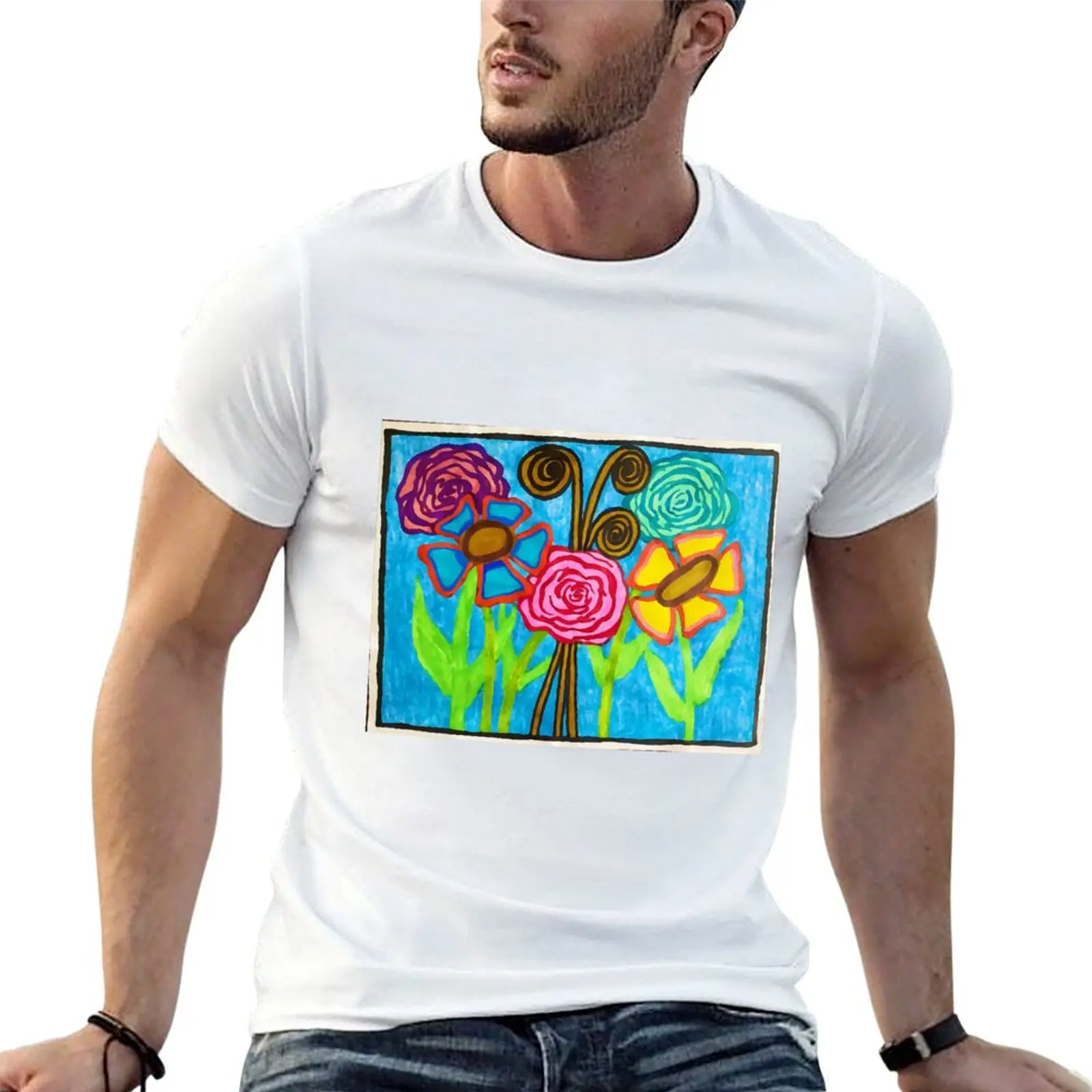 Dahlias and Daisies and Monkey Tails T-Shirt Construction Work Tee Shirt