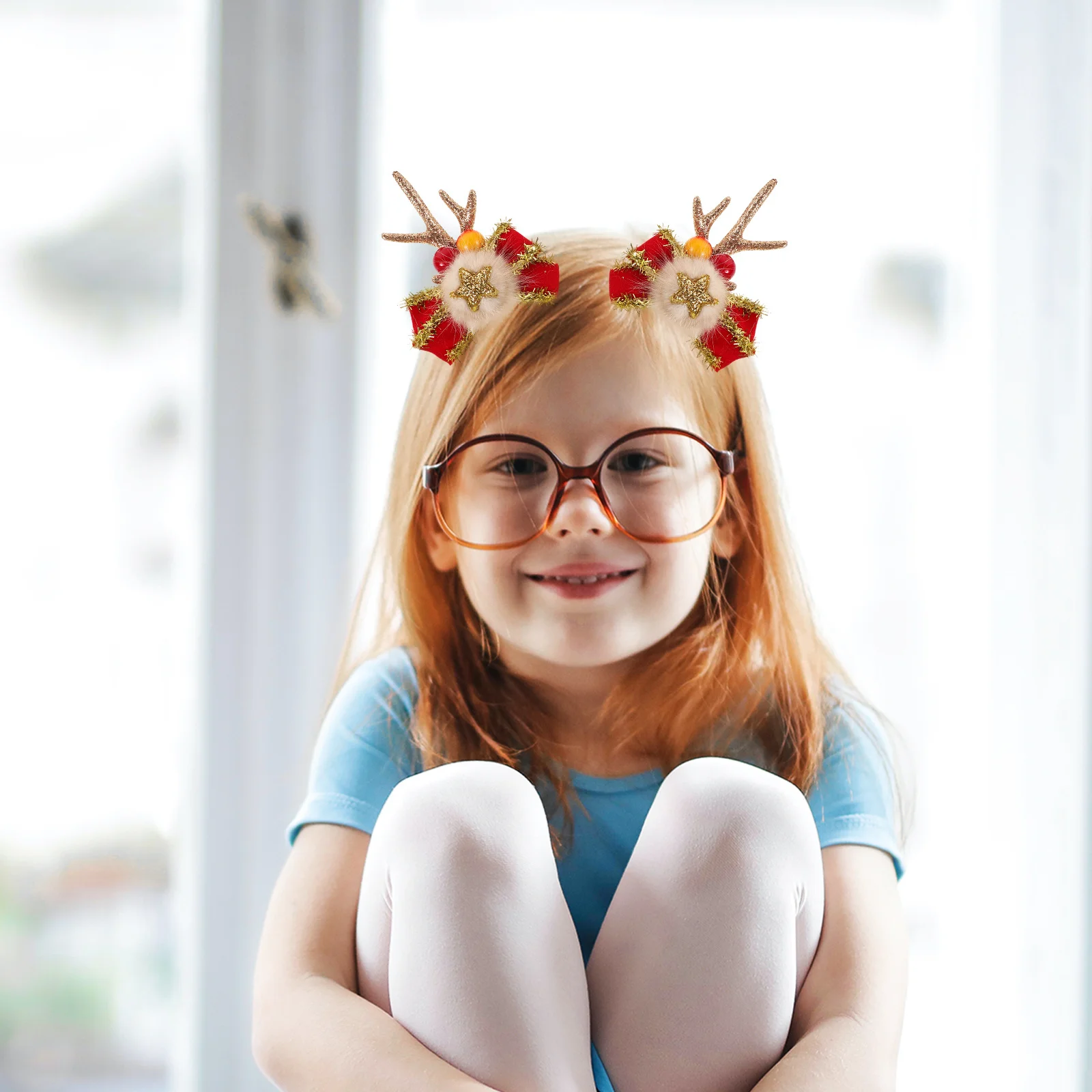 2 قطعة عيد الميلاد قرن الوعل مقاطع الشعر Bowknot الرنة الغزلان قرون آذان عطلة دبابيس الشعر حفلة إكسسوارات الشعر الغزلان الأذن كليب