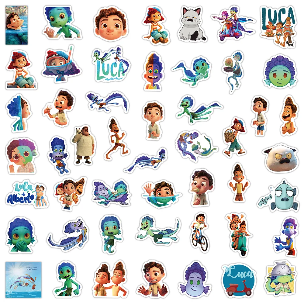 10/30/50pcs Disney Cartoon Luca Children Stickers Anime Cute Decals for Kids Toy DIY Phone Skateboard Scrapbook Graffiti Sticker