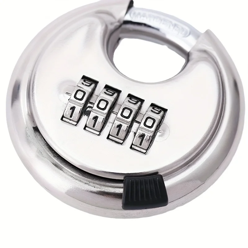 70mm Anti-Theft Password Lock Stainless Steel Warehouse Safety Water-Proof Rust-Proof Circular Cake Padlock