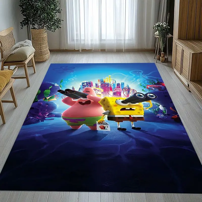 Bikini Bottom S-SpongeBob Cartoon Area Rug,Soft Non-Slip Carpet Mat for Living Room Bedroom Playroom,Sofa Floor Rug,Home Decor