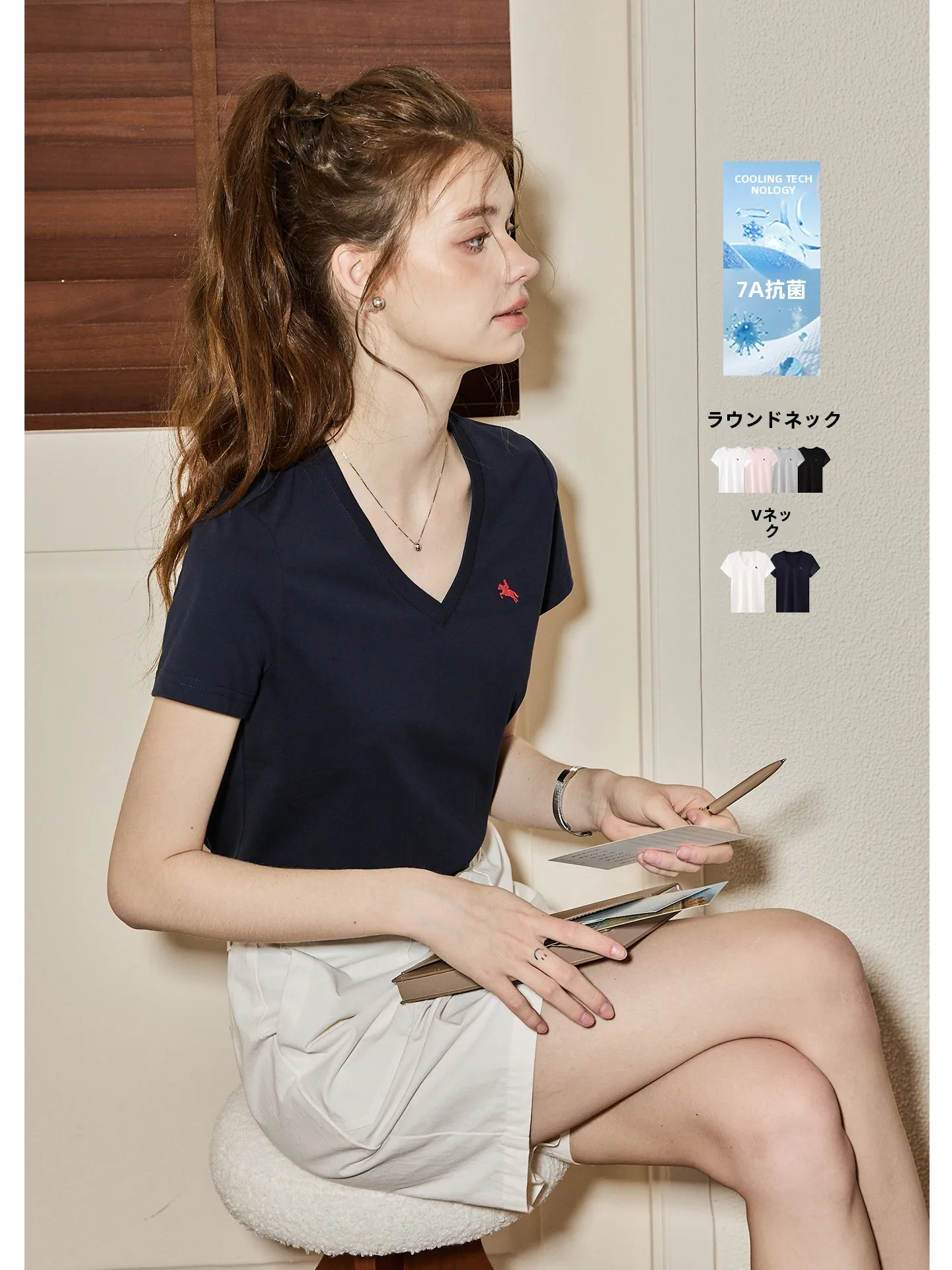 

Женская футболка KUHNMARVIN с круглым вырезом и вышивкой, с коротким рукавом, повседневный стиль, смесь хлопка и полиэстера, летняя новинка