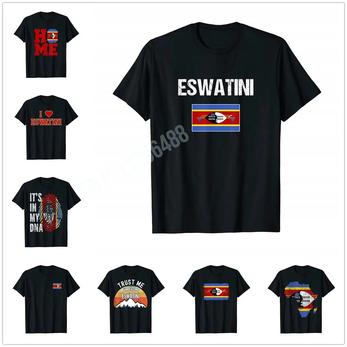 More Design Eswatini T-shirt Swazi Flag Swaziland T-Shirt For Men Women T Shirt Tops Cotton Tees