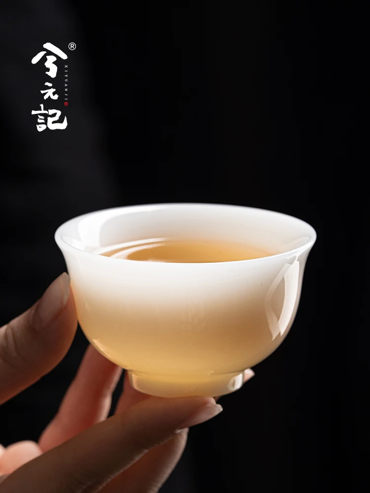 Mutton Fat Jade Cup Ceramic Pressure Bottle Single Personal Dedicated Tea New Year Gift