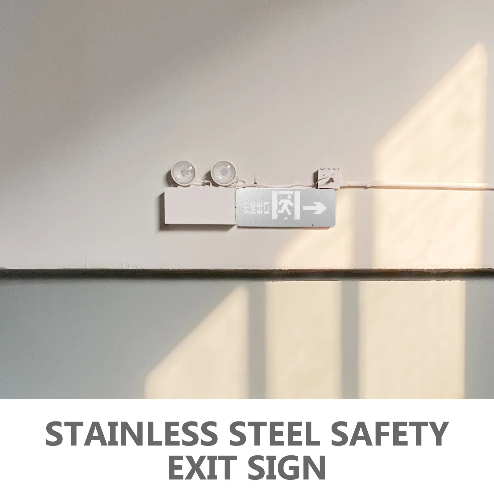 Safety Exit Sign Stainless Steel Hanging LED Emergency Light Emergency Exit Indicator Lamp for Business Public Places