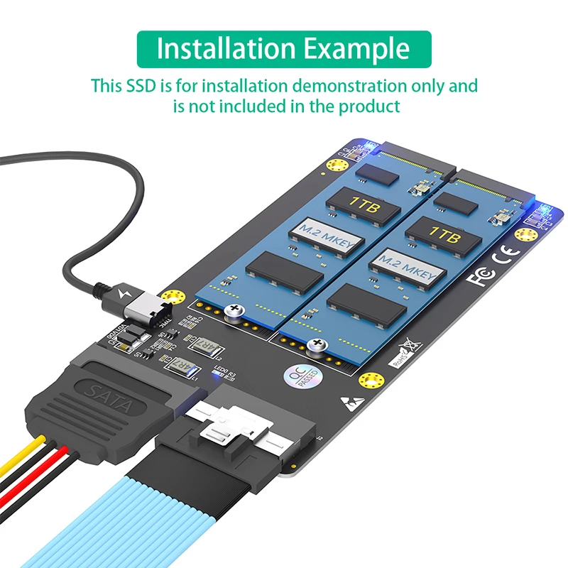 Двойной M.2 NVME M Key to SFF-8654 8i адаптер SATA Type C источник питания материнская плата поддержка PCIe bifurкация M2 SSD переходная плата