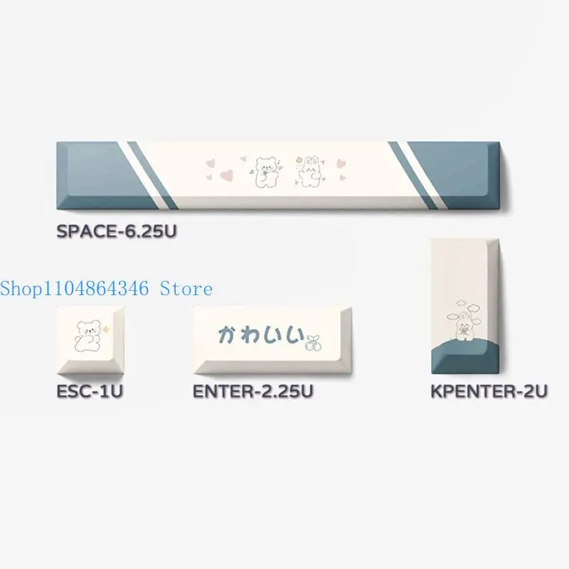 652F PBT 5 Sides Dye-subbed Keycaps for Spacebar 6.25U ESC Entre Keys Cherry Profile Keycap Set for DIY Mechanical Keyboard