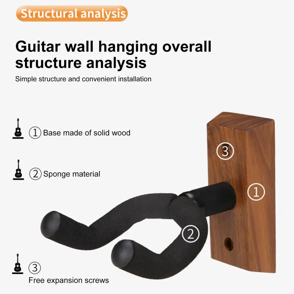 Electric Guitar Hook Wall Mount Guitar Hook with Screws Rotatable High-density Sponge Holder Electric Acoustic Ukulele Hanger