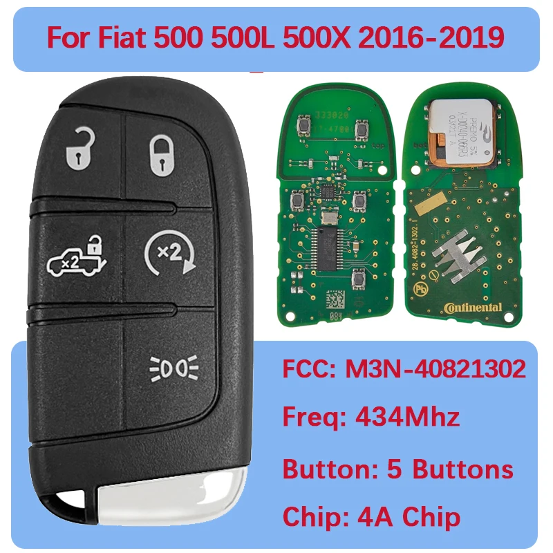 CN017023 5 Buttons Original Remote Control Car Key FCC M3N-40821302 433MHz  4A Chip For Fiat 500 500L 500X 2016-2019