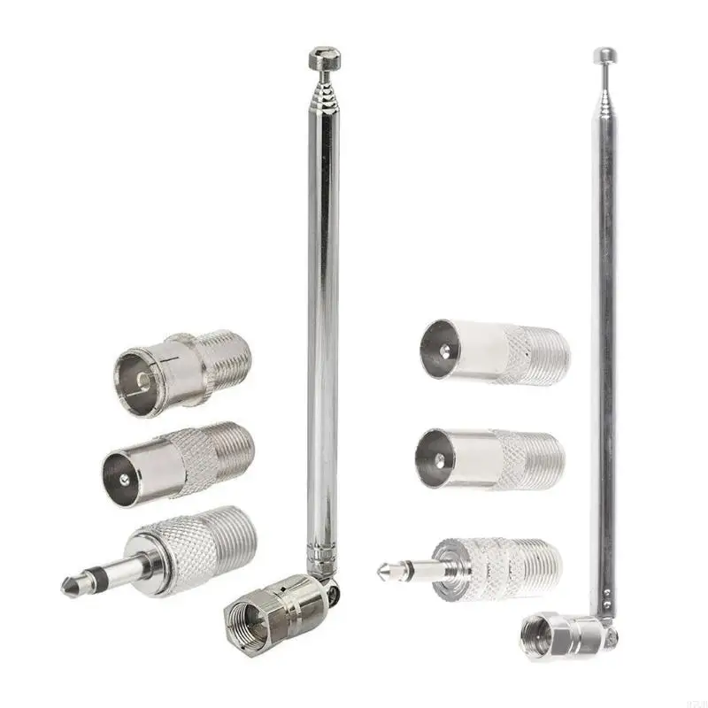 

97QB F Type Telescopic Antenna Shrink Length 5.91in F Plug F Type Female Plug Connector with Adapter for TV Table Top Radio