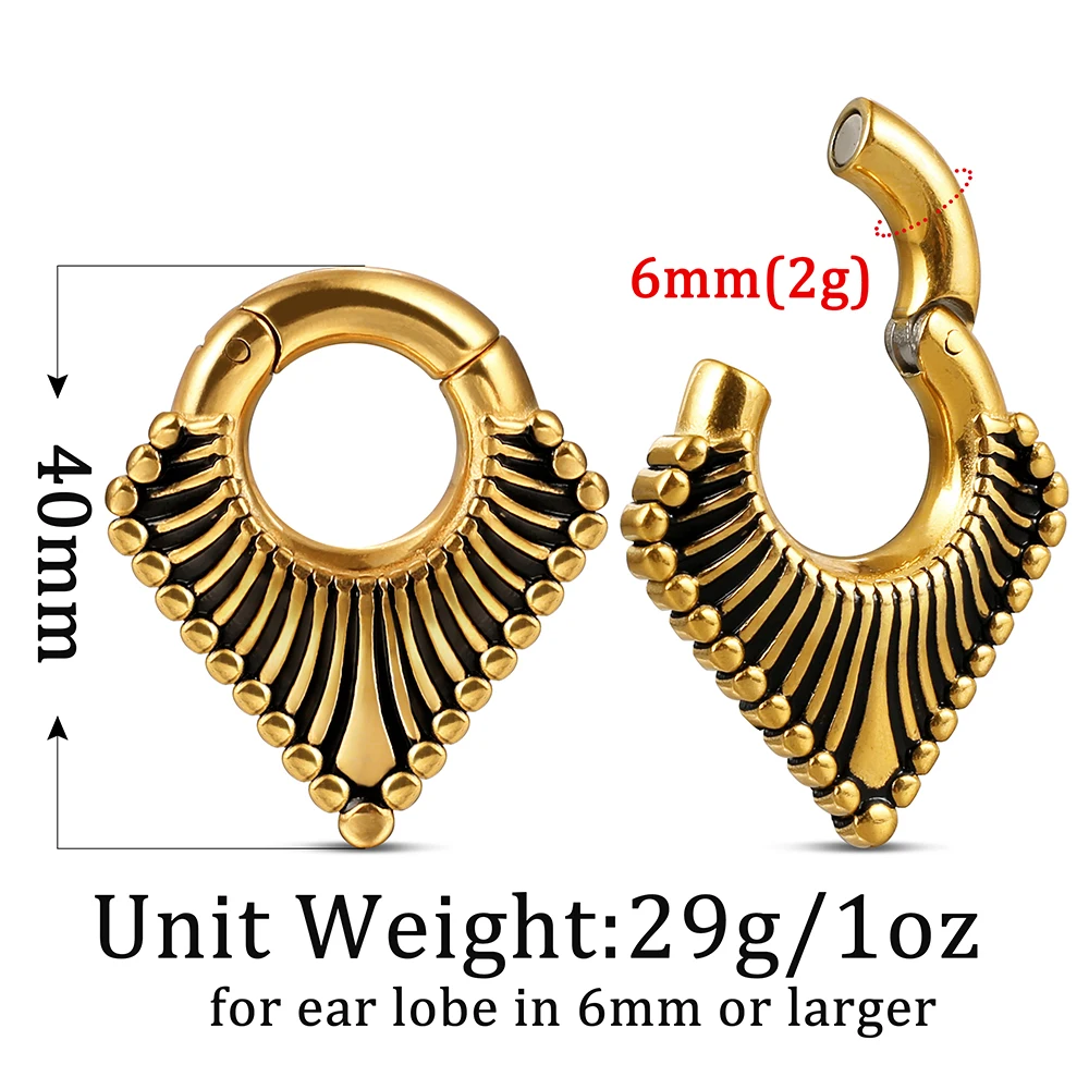 Twolobes 2PCS Vintage Ear Weights Hangers 316 Stainless Steel Tunnels Gauges for Stretched Lobe Piercing Jewelry New Arrival