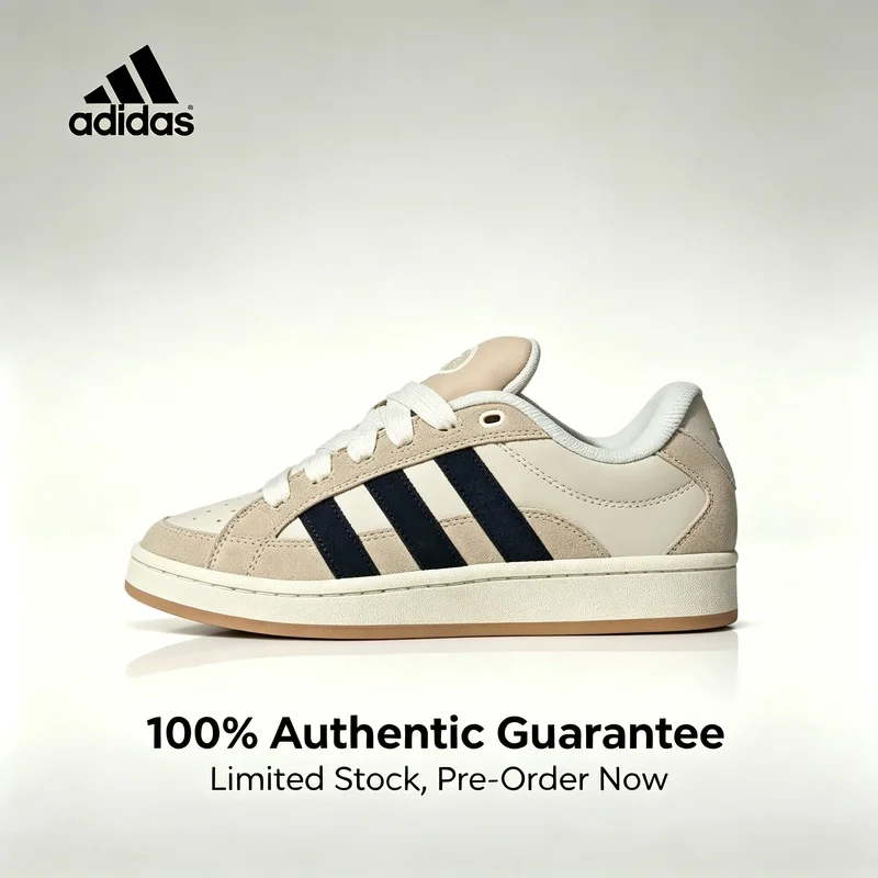adidas Originals CAMPUS Trefoil Sneakers Comfortable and Versatile Thin Sole Low-Top Sneakers Unisex Light Brown JH9779