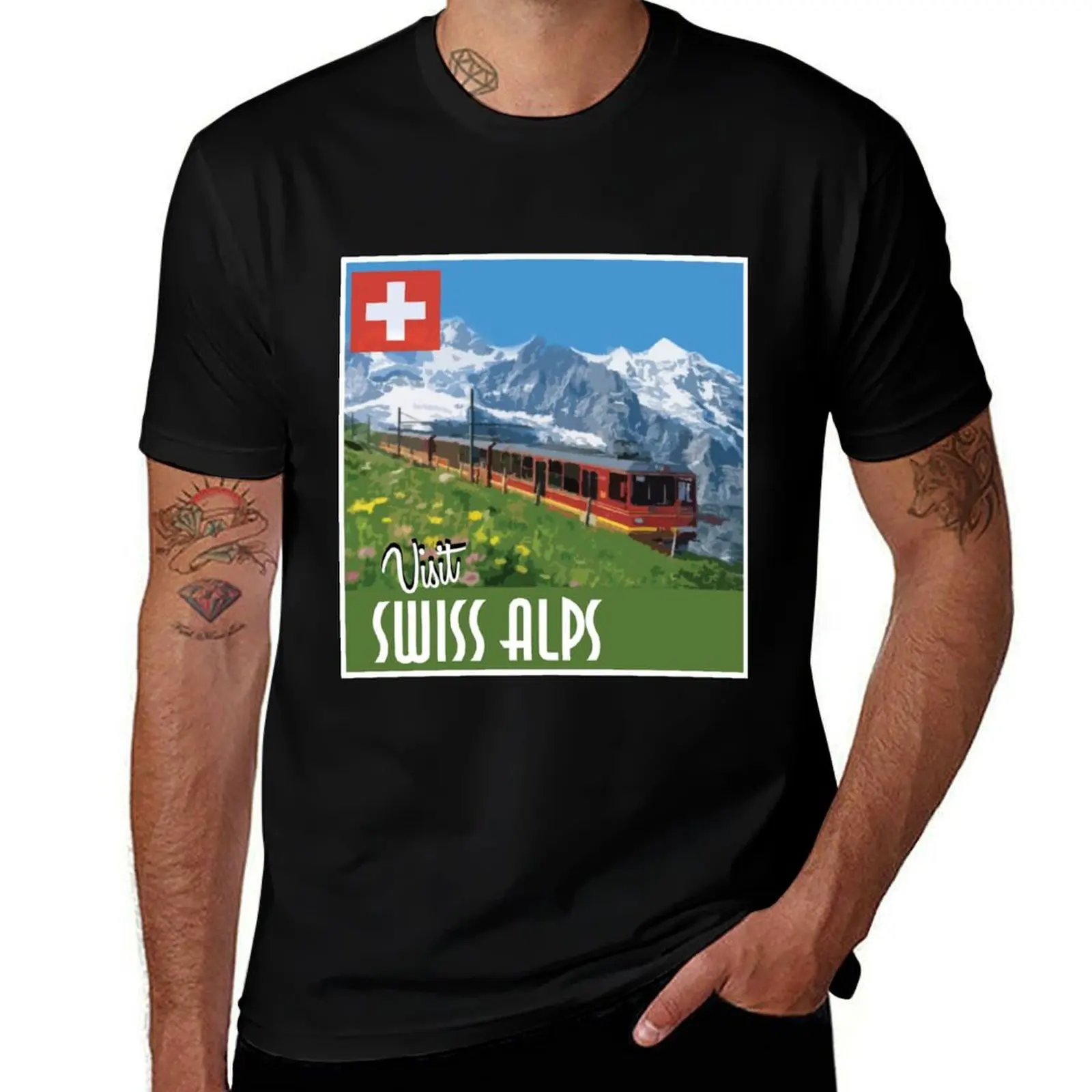 

Vintage Travel Poster Swiss Alps T-Shirt shirts graphic tee vintage t shirts rapper graphic tees mens clothing