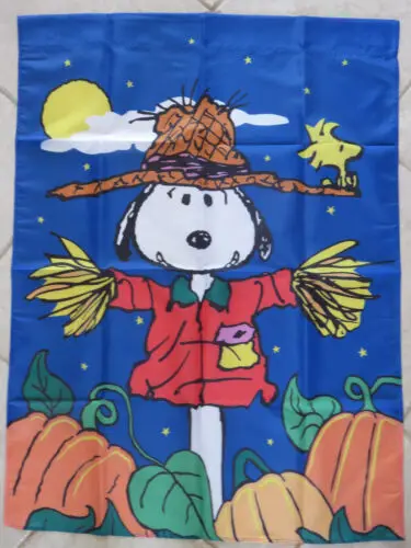 Snoopy Peanuts Fall Halloween Thanksgiving Garden Yard Flag Large