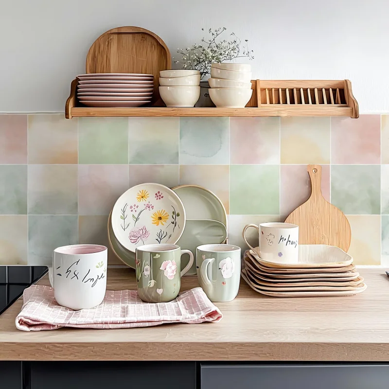Alwayspon Self-Adhesive Vinyl Splashback Tile Stickers,  Peel and Stick Waterproof Kitchen Bathroom Wall Flooring Tile Decals