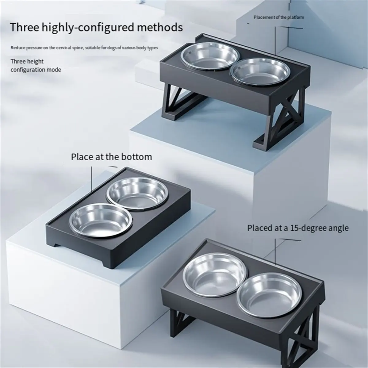 Elevated Dog Bowls Large Breed Raised Dogs Bowl Stand Large/Medium Sized Dog Food Water Bowl Pet Feeder Dish Station