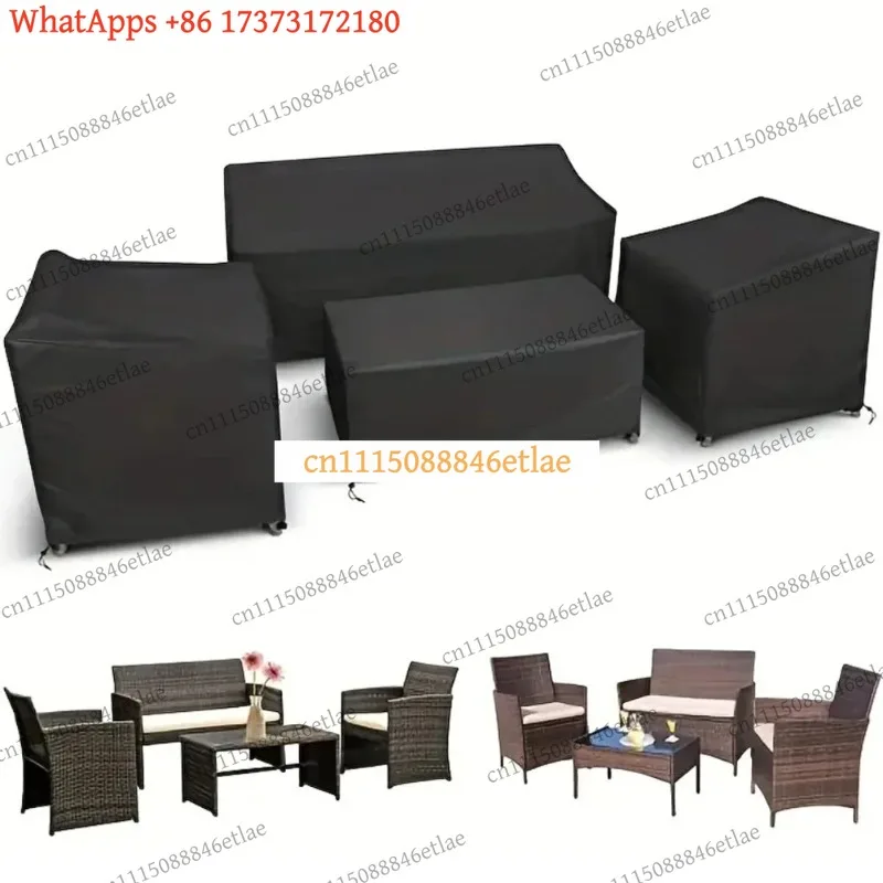 k03 4pcs Patio Furniture Covers Heavy Duty Waterproof Outdoor Garden Rattan Chair Table Windproof Dustproof Protection Set