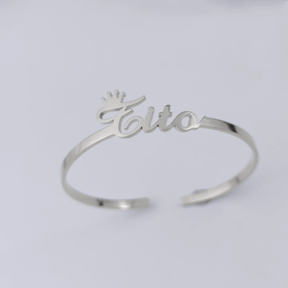 Pulsera con nombre personalizado para mujer, brazalete con letras de acero inoxidable, joyería personalizada, regalo de cumpleaños