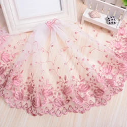 1Yard Colorful Embroidery Lace DIY Ladies Wedding Dress Clothing Fabric Cradle Home Textile Sofa Trim 25CM Wide