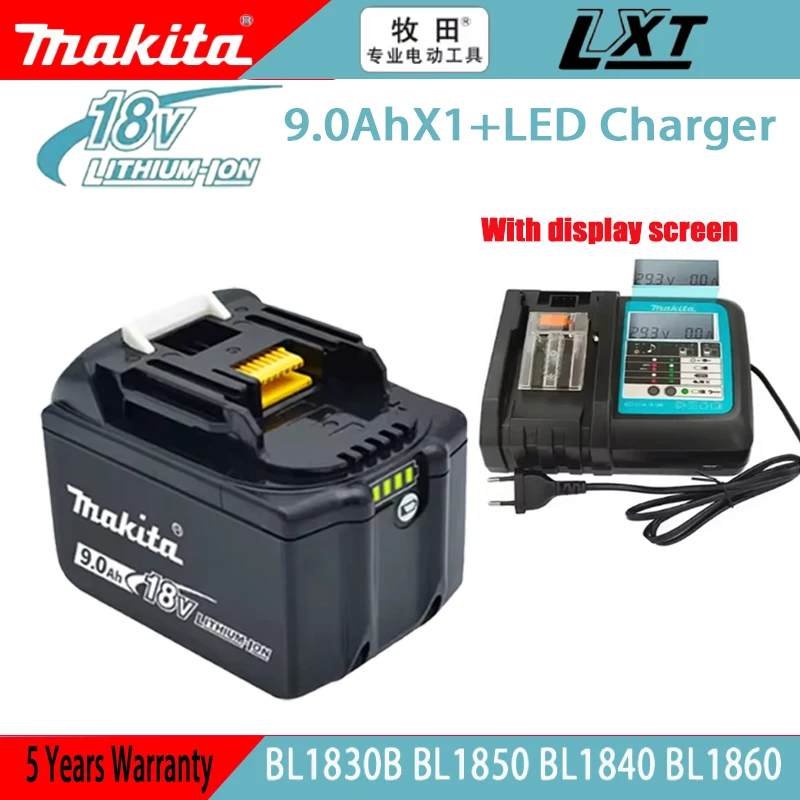 

100% original genuine Makita 18V 3Ah/5Ah/6.0Ah/9Ah rechargeable battery with charger, suitable for Makita BL1830 BL1830B BL1840