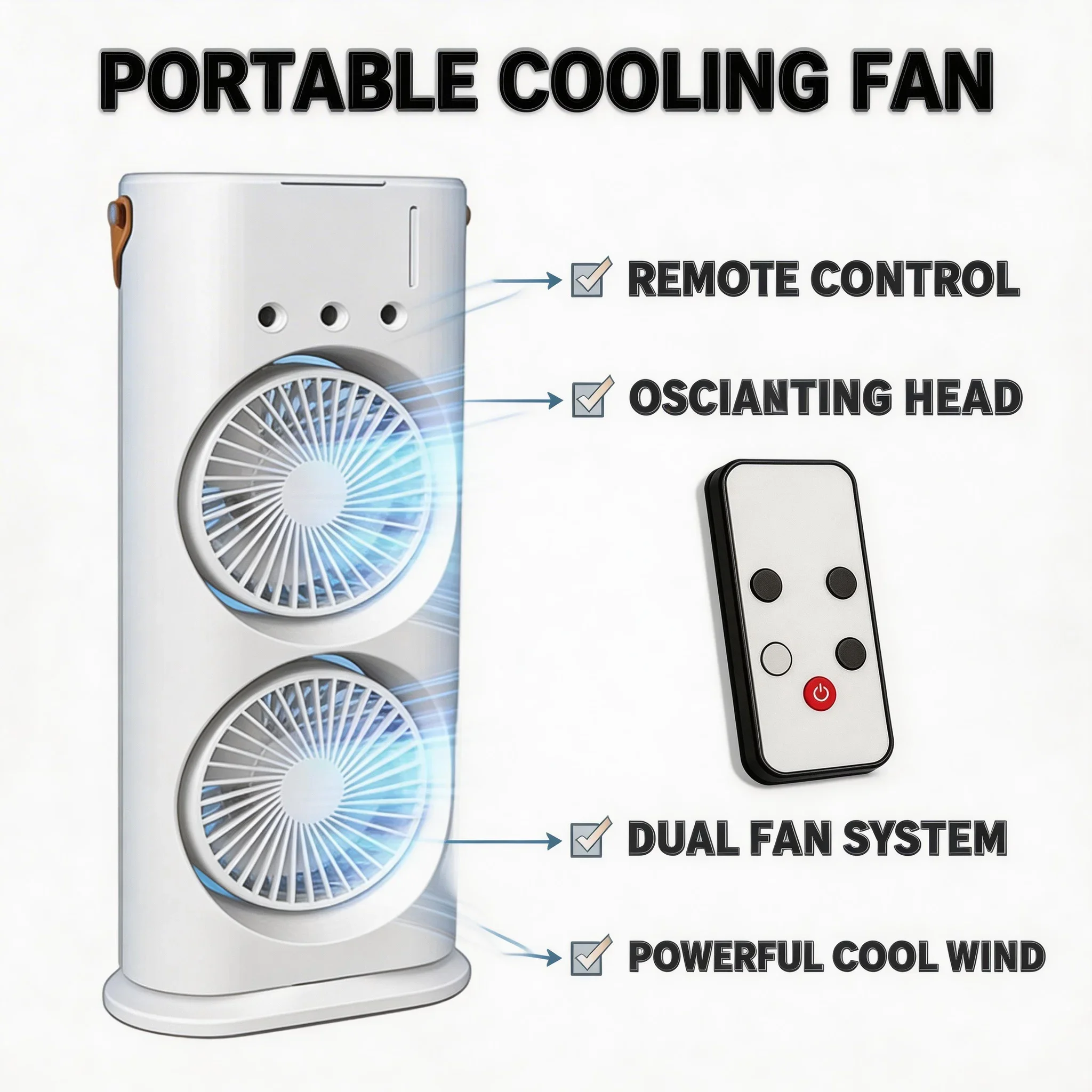 

Вентилятор 2-в-1 с двумя вентиляторами и тремя отверстиями для распыления, увлажняющий, для дома и офиса, летний, с 7 цветами подсветки, бесшумный, низкий уровень шума