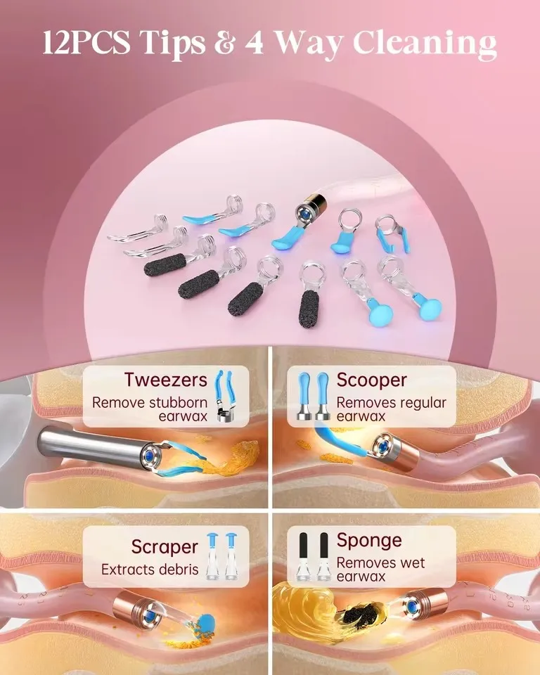 الأصلي Bebird EarSight Pro I35R اللون الوردي الكل في 1 الأذن قضيب شمع الأذن إزالة أطقم البصرية الأذن الأنظف انحناء وبأسعار معقولة