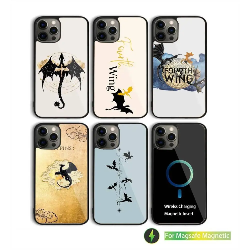 

F-Fourth Wing Dragon Phone Case For iPhone 16,15,14,13,12,11,Pro,Max,Plus,Mini,SE New Magsafe Magnetic Wireless Charging