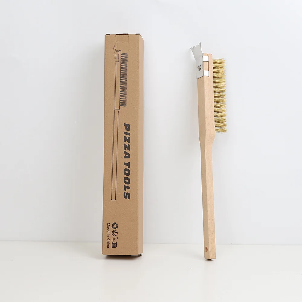 

Pizza Oven Brush Copper Stove Brush Bristle Brass Wood Long Handle Grill Cleaning Oven Brush for Small Oven Kitchen Tool