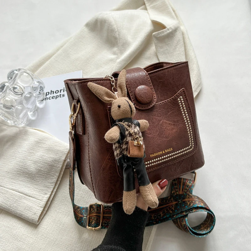 

bags for woman solid color Pu Leather shoulder bag Large Capacity Crossbody Bag designer luxury Women's Person alized ornament