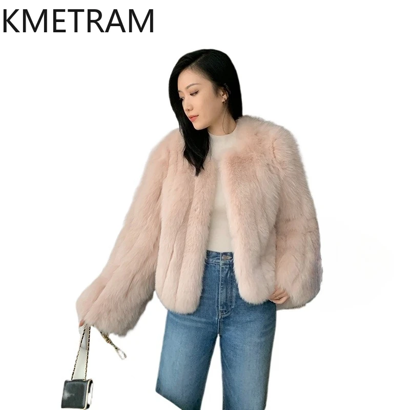 

100% натуральный лисьий мех, женская высококачественная короткая куртка из натурального меха, зимняя женская одежда, 2024, роскошные меховые куртки шуба женская