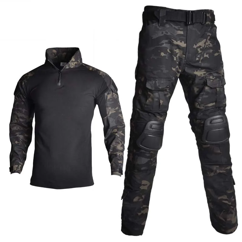 Airsoft Paintball Tactical Suits Outdoor Uniform Camo Combat Shirts Cp Windproof Cargo Broek Mannen Kleding Elleboog/Knie Pads Sets