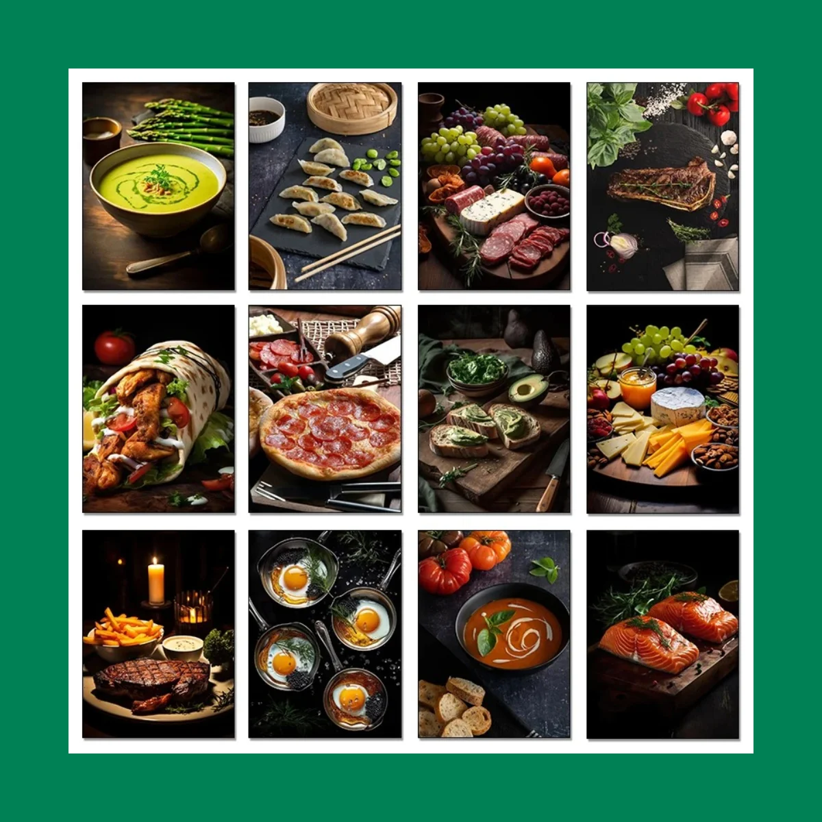 Steak Argued With Salmon Over Plate Space – Fashionable Restaurant Sushi Bread Frameless Canvas for Home Decor Gift