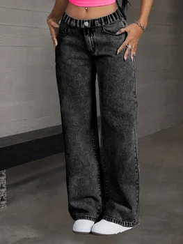Girls Y2K Butterfly Embroidered Jeans 3 Girl's Y2K style butterfly knot embroidered casual trendy all-purpose straight dark denim pants, comfortable fabric suitable. 3