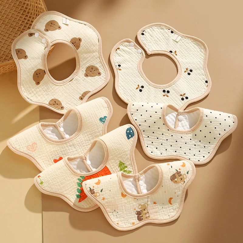 

Waterproof Newborn Cotton Bandana, 1pc Saliva Bibs, Absorbent Burp Cloth for Boys and Girls Feeding