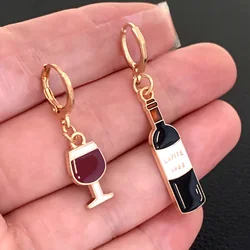 2023 New Golden Enamel Mini Earrings,Red Wine Earrings,Wine Glass Earrings,Miniature Food Earrings,Jewelry Gifts for Wine Lovers