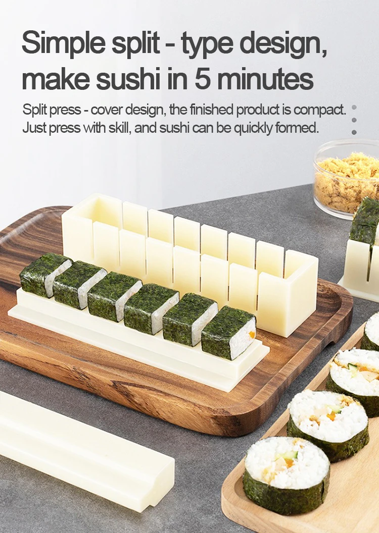 Machen Sie Sushi-Maschine, Schneider, Sushi-Maker, Kimbap, Sushi-Rollen-Form, rund, quadratisch, herzförmig, Onigiri-Formen, Reisbälle – Detail 4