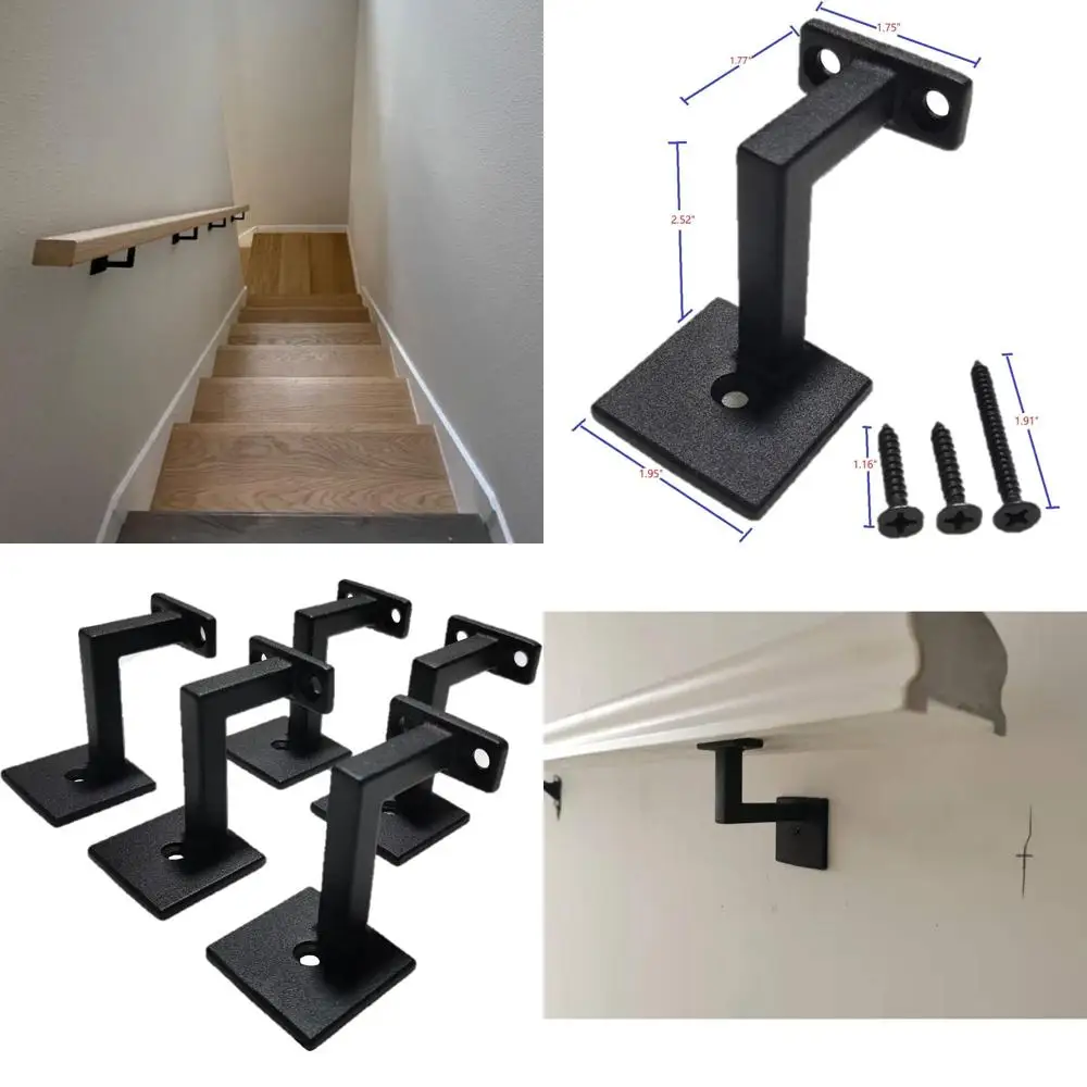 

Square Handrail Brackets for Staircase Stair Railing Brackets with Screws (Pack of 5) (Textured Black)