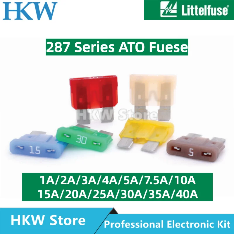 10-100PCS Littelfuse 287 Medium Blade Fuse 32Vdc ATC Fuse ATOF 1A 2A 3A 4A 5A 7.5A 10A 15A 20A 25A 30A 35A 40A New and Original