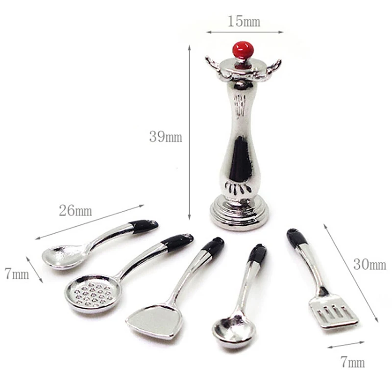 6pcs/Set Miniature Mini Cookware Tools Holder Miniatures 1:12 Kitchen Dollhouse Toys DIY Dollhouse Accessories