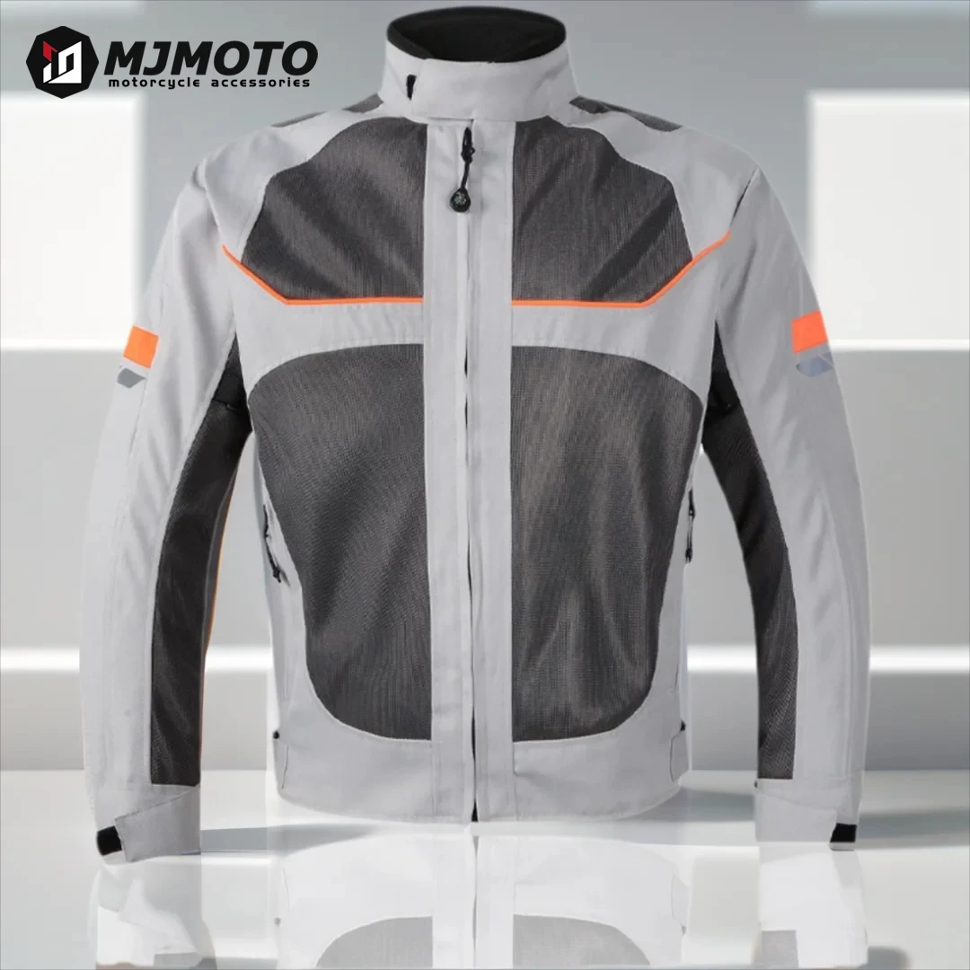 

Summer Mesh Motorcycle Riding Jacket Breathable Mesh Motocross Anti-fall Motorbike Coat for Men Women with 5pcs Protection Pads