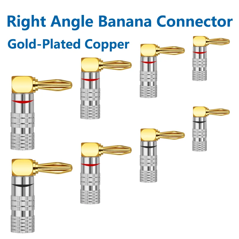 10PCS 4mm Elbow Banana Connector 90 ° Right Angle Banana Plug For Video 24K Gold Plated Speaker Copper Adapter