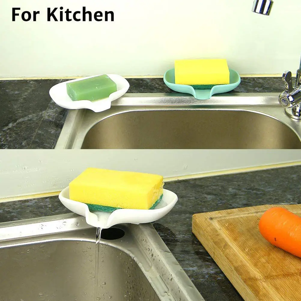

4Pcs Simple Soap Containers Silicone Soap Dish with Quick Dry Function for Bathroom Sink Kitchen Storage Waterproof Organizer