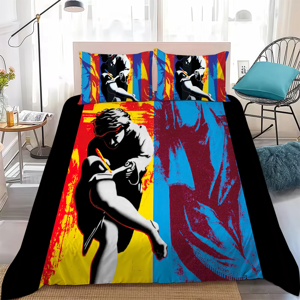 Rock Band G-Guns N R-Roses Duvet Cover Set Home Style Bedding Soft Laundry Cotton Bed 3 Piece Set Student Dormitory Gift