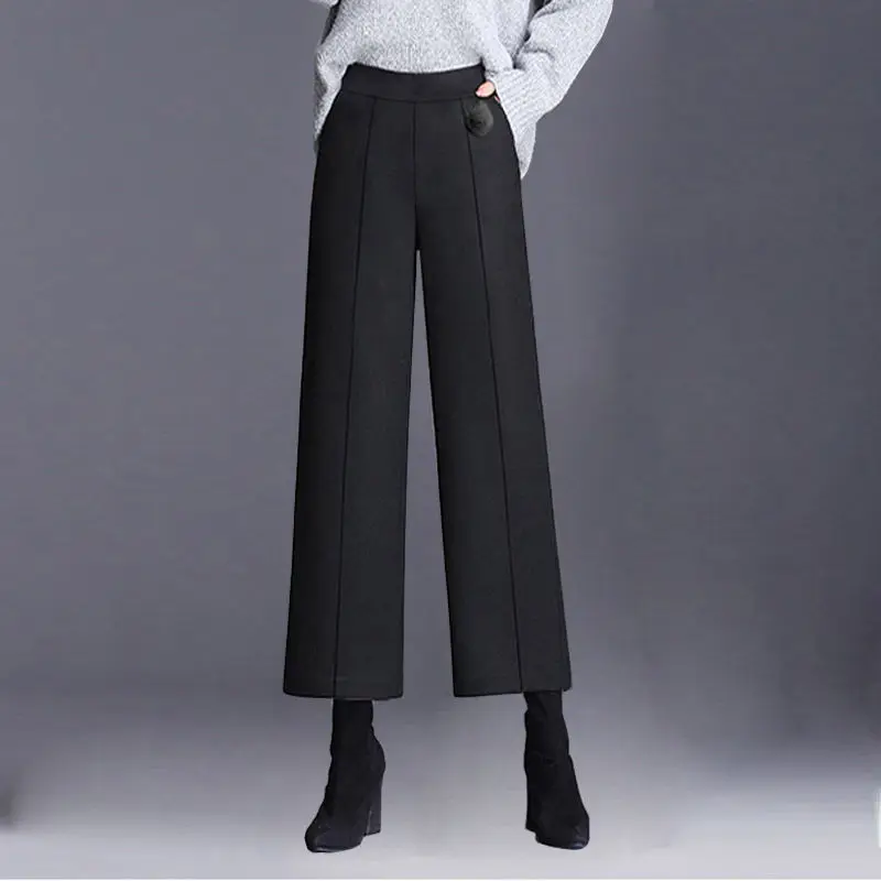

Solid Color Wide Leg Pants Casual Ladies Spring Autumn Thin Office Lady High Waist Black Elegant Fashion Women's Clothing 2023