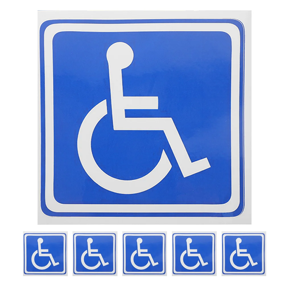 Autocollants de signalisation pour handicapés, adhésif pour fauteuil roulant, symbole des dangers, autocollants pour handicapés, stationnement, hypothèque pour fenêtre de voiture, 6 feuilles