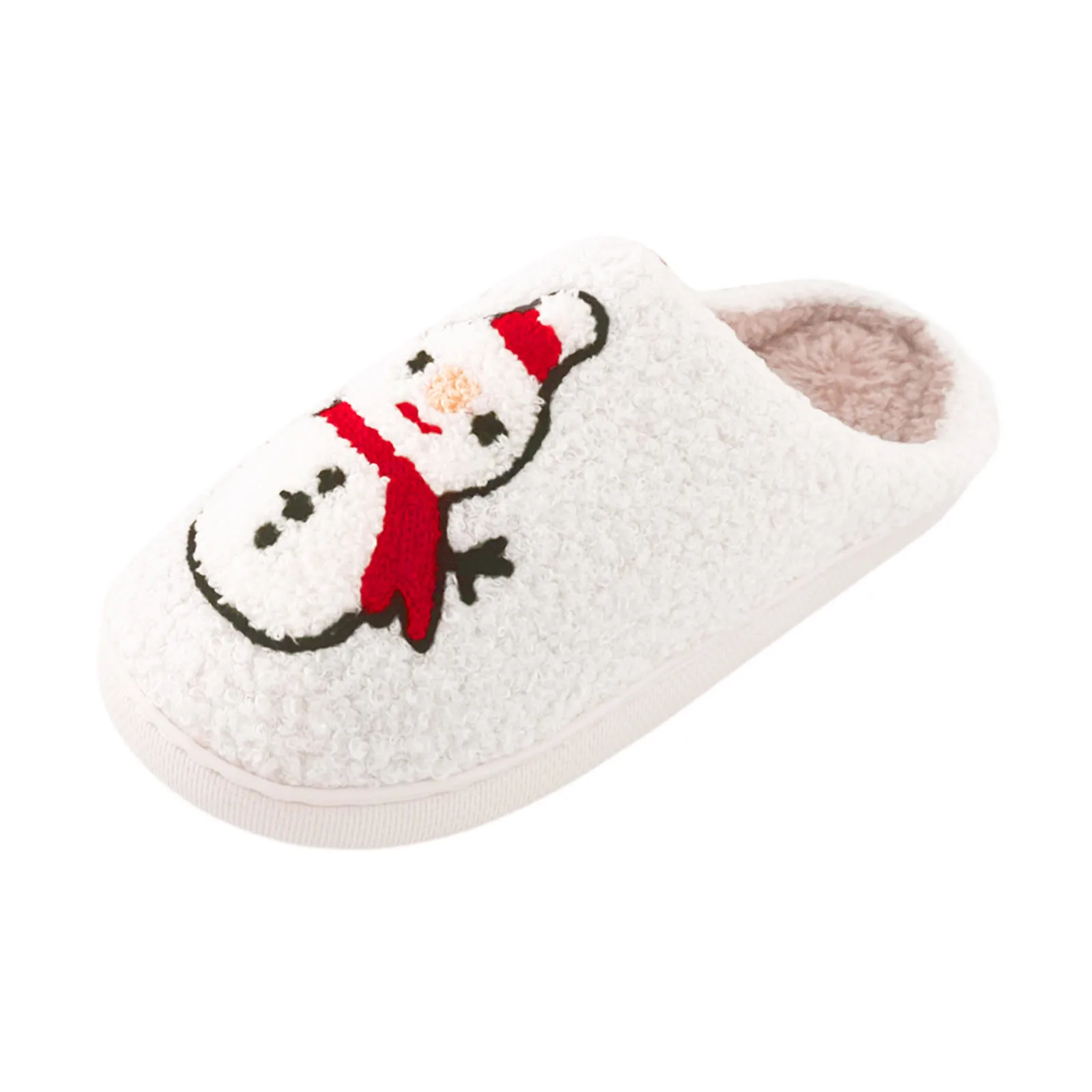 Christmas Snowman Slippers Comfortable Plush Home Slippers Anti Slip Warm Slip-on House Shoes Soft Couple Slippers for Men Women