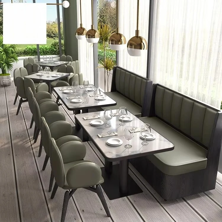 Modern Luxury Marble Plaza Coffee Shop Commercial Cafe Restaurant Furniture Set Comfortable Booth Seating Table Hotel
