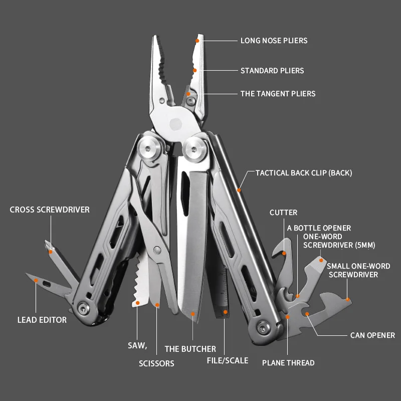 Alicate DE EMERGENCIA multifuncional, cuchillo plegable, abrazadera táctica, combinación de supervivencia, herramienta portátil, cortador